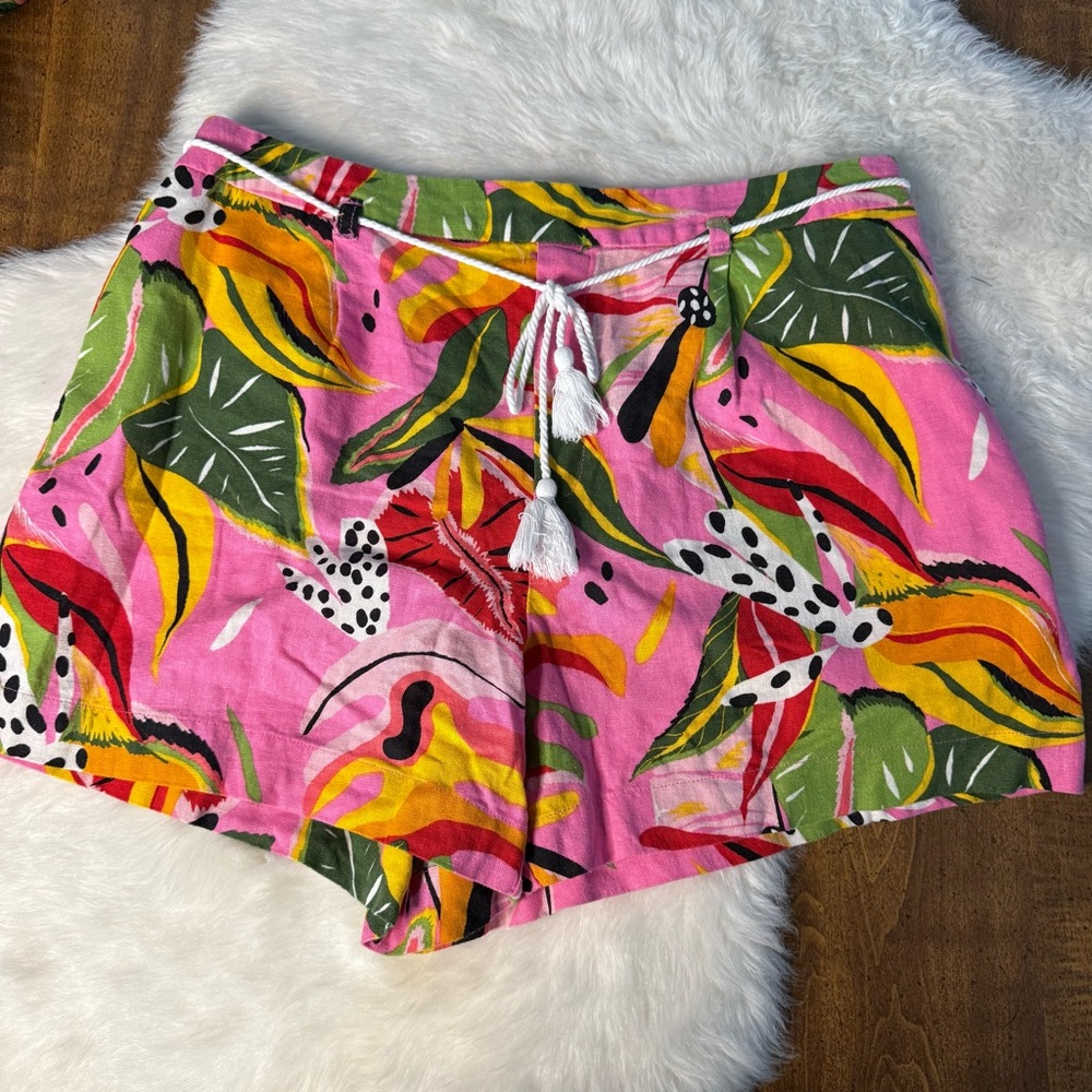 Marc New York Tropical Print Linen Shorts